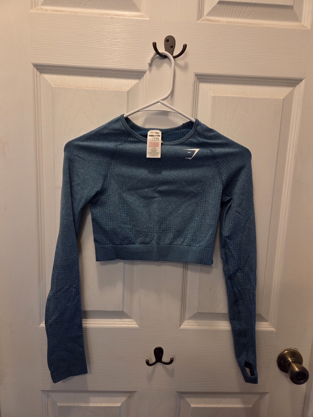 Gymshark Teal-Blue Long Sleeve Seamless Crop Top